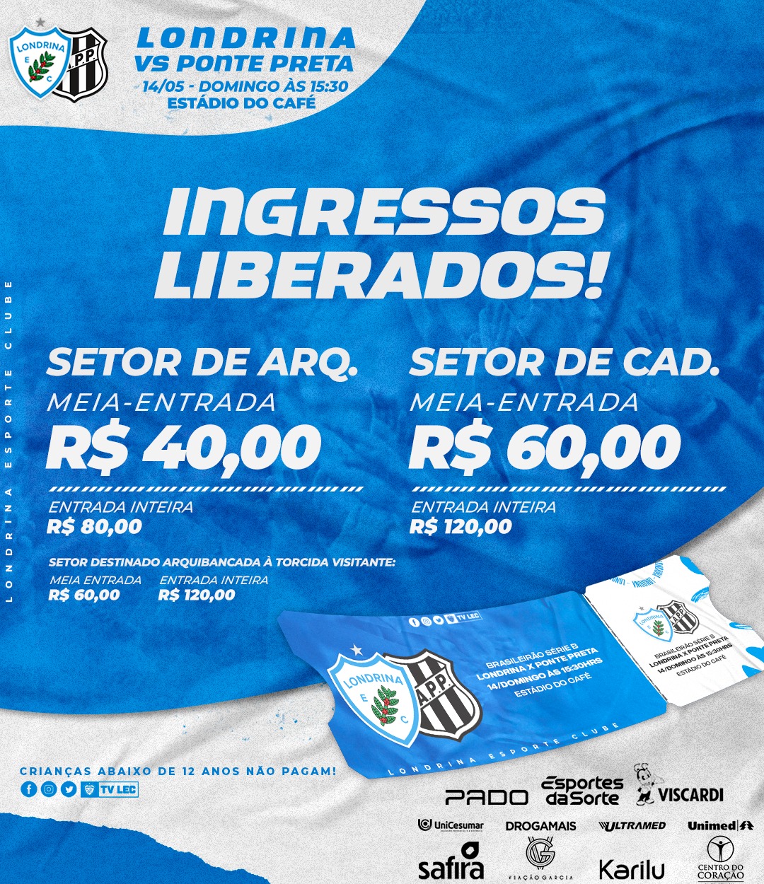 Ingressos à venda para Londrina Esporte Clube x Ponte Preta